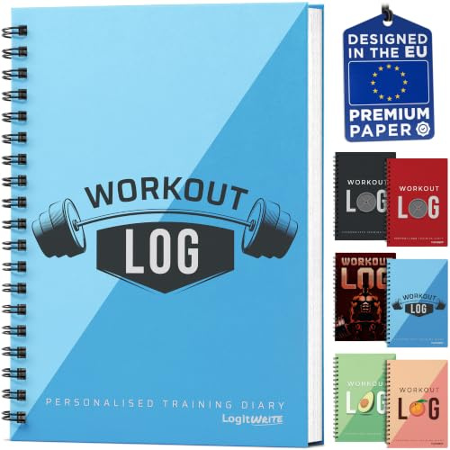 Fitness-Logbuch – Trainingsplaner – A5, Azurblau – Verbesserter, dickerer Einband – Trainingstagebuch – Zielsetzung für Bodybuilding – von Workout Log