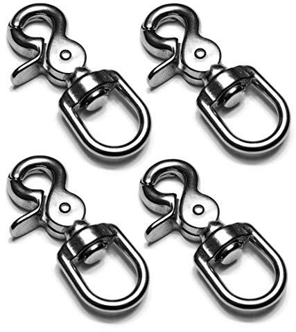 Ganzoo Wirbelkarabiner Scherenkarabiner mit Drehgelenk 68 mm, Triggerhead Schnappverschluss, legierter Stahl Silber, 16 mm Öse, 4 Stück Karabiner für Hundeleine Hundehalsband und Paracord 550