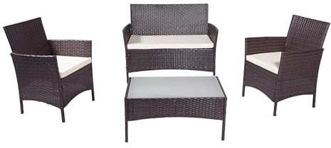 SAMIRA Salotto da giardino in rattan, set di divani da esterno in polyrattan marrone mod. Erica