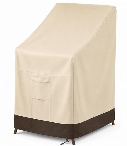 Vailge Stackable Patio Chair Cover,100% Waterproof Outdoor Chair Cover, Heavy Duty Lawn Patio Furniture Covers,Fits for 4-6 Stackable Dining Chairs,36Lx28Wx47H,Beige&Brown