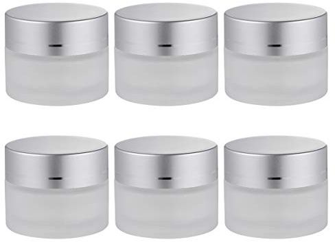 VALICLUD 6Pcs Empty Glass Cosmetic Containers Clear Sample Jars Tiny Travel Makeup Jar Pots with Lids for Oil Toner Creams Lotion Lip Balm 30g (Assorted Color)