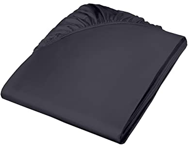 fleuresse Uni-Colours, Spannbettlaken mit Rundumgummi, Mako Satin, 100 Prozent Baumwolle, ideal für Matratzen bis 23 cm Höhe, 90 x 200 cm, Fb. Anthrazit