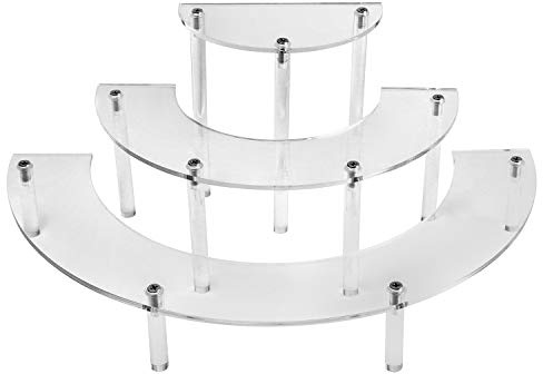 QWORK® 3-Tier Acrylic Cake Stand, Semicircle Cupcake Display Stand for Weddings, Birthdays or Parties - Acrylic Legs Transparent