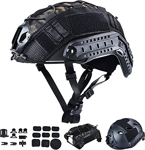 Taktischer Air Gun Paintball PJ Fast Helm Mit Helmüberzug, Mit Seitenschienen Und NVG-Halterung, Verwendet Für Outdoor-Sport-Jagd- Und Schießschutzausrüstung