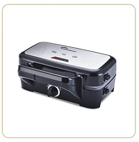 LITTLE BALANCE 8368 Speed'n Mixt 1200, Gaufrier 2 en 1, Gaufres, Croques, Grill, Plaques amovibles, Sans PFAS,1200 W, Noir Inox