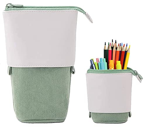 HIQE-FL Federmäppchen Reißverschluss,Pop-Up Bleistifthalter,2-in-1 Schlampermäppchen und Stifteköcher,Student Federmäppchen,Teleskopisch Mäppchen
