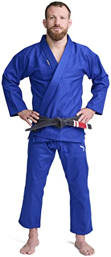 IPPongear BJJ Brasiliansk Jiu Jitsu nybörjarkostym inklusive vitt bälte [pärlevävsmaterial I 350 gr/m² tygtäthet I rivfast]