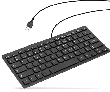 Yunseity Russische/französische/deutsche Tastatur, Kabelgebundene USB-Tastatur, Ultradünne Kompakttastatur mit 87 Tasten, für PC, Computer, Desktop(Französisch)