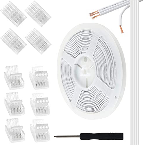 VIPMOON 10 Stück 4 Polig LED Strip Verbinder, 10mm LED Strip Schnellverbinder, LED Verlängerungskabel 10M LED Band Verbindungskabel für LED Streifen RGB 5050/3528 mit Schraubendreher