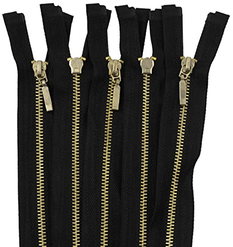 AERZETIX - C61352-5er-Pack trennbare Reißverschlüsse 50 cm aus Metall mit deko-anhänger - Zipper - schwarz - Schieber Jeans Westen Lederwaren nähen Kleid Hosen kurzwaren