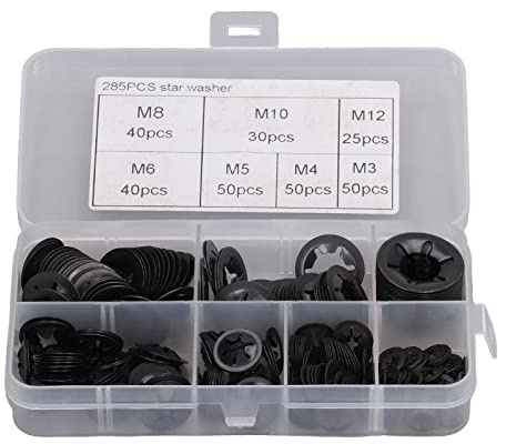 285 Stück Innenzahn Aufsteck-Sicherungsscheiben Speed ​​Clips Befestigungselemente Sortiment M3 M4 M5 M6 M8 M10 M12 Set Kit