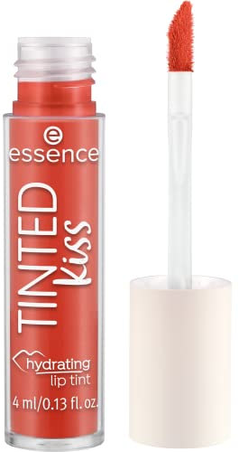 essence TINTED kiss hydrating lip tint, Lippenstift, Nr. 04, Rot, feuchtigkeitsspendend, langanhaltend, Expressergebnis, natürlich, vegan, ohne Parfüm, ölfrei, ohne Alkohol, 1er Pack (4ml)