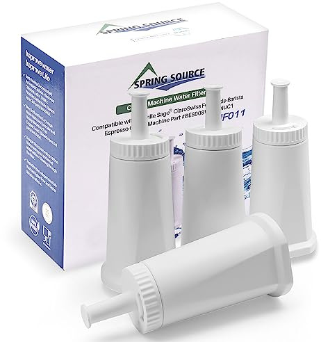 Tepimato 4 Pack Water Filter for Sage, TÜV SÜD Certified Coffee Machine Cartridge Replacement Filters for Sage Barista Express Pro Touch, Compatible with SES810, SES875, SES880, SES920, SES980, SES990