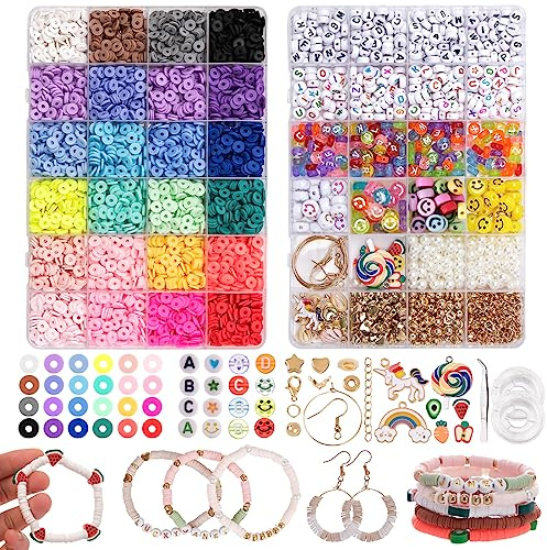 RUBY Perlen zum Auffädeln 3mm 24 Bunte Mini Glasperlen, Armbänder Charm Kit für DIY Armband Schmuckherstellung Kit (Bunt 03)