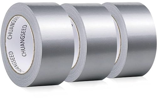 CHUANGSEED 3Rollen Panzertape Silber 27.4m x 50mm –extra stark, panzerband Grau Gewebe-Klebeband Wasserdichtes Reparaturband für innen & außen gewebeverstärktes Reparaturband