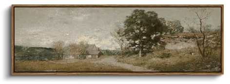 InSimSea Extra große gerahmte Vintage-Wandkunst, rustikale Landschaft, 91,4 x 30,5 cm | Landhaus Straße Bauernhaus Bild Leinwand Lang Horizontal Schlafzimmer über Bett Kamin Wohnzimmer
