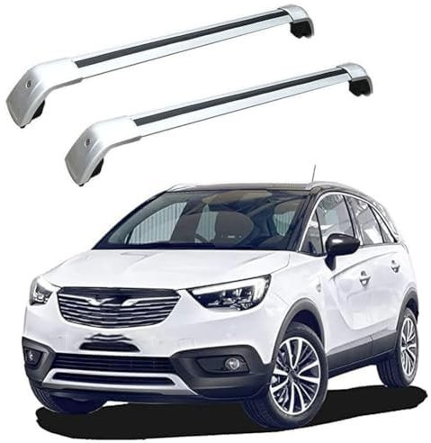 FURREN Car Roof Rack for Opel Vauxhall Crossland X 5 Door 2017-2022, Anti-Rust Car Roof Rack Cross Bars Car Rooftop Storage Rack, Car Rooftop Box Bracket, Car Van Mounting Fitting,Silverstyle