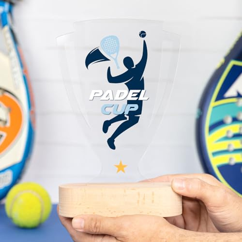 Wanapix | Coppa Trofeo Personalizzabile con Nome e Foto | Trofeo Calcio | Coppa Personalizzata | Plexiglass | Base in Legno Naturale | 100% Personalizzato