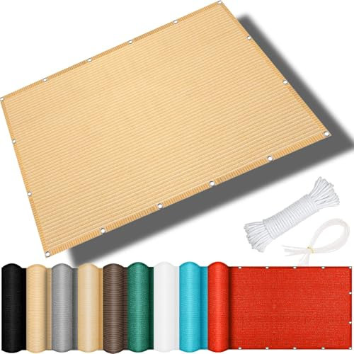 Sonnensegel Sonnenschutz inkl Befestigungsseile 40 x 300 cm, Windschutz Reißfest Wetterfest, Sonnensegel Schattenspender Segelstoff, Garten-Sonnenschutznetz, für Garten Balkon, Creme Farben