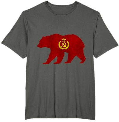 Ours Silhouette avec marteau et faucille URSS CCCP Russie T-Shirt