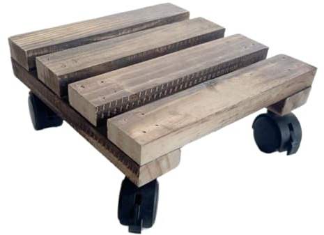 Haklein Thickened Wooden Plant Caddy with 360 Degrees Lockable Wheels, Heavy Duty Trolley Rolling Flower Pot Stand for Indoor Outdoor Home Garden Patio (20×20cm,Style1)