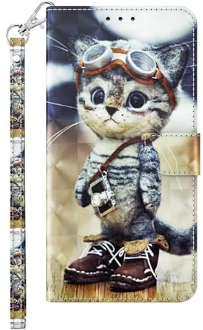 Lederhülle für iPhone 16 Flip Hülle, Wallet Case Handyhülle Handytasche Book PU Leder Tasche Flipcase Kartensteckplätzen Ständer Brieftasche Schutzhülle für iPhone 16 süße Katze