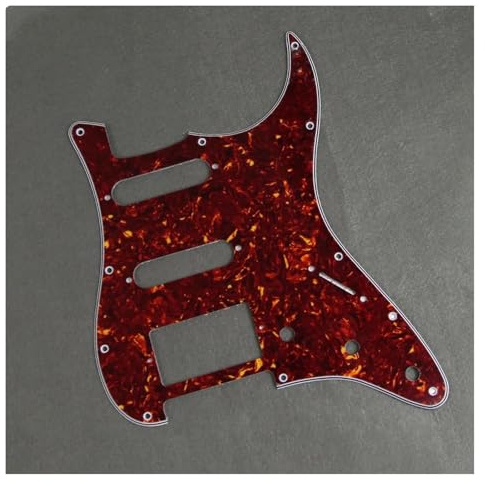 Pickguard und Tremoloabdeckung Set Red Tortoise SSH 11-Loch Gitarren-Schlagbrett HSS Schlagplatte 4-lagig mit Schrauben für E-Gitarre