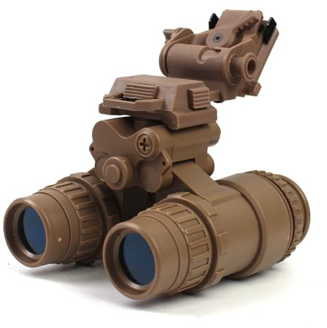 Kopeetechy Taktische Airsoft PVS15 Dummy Nachtsichtbrille Modell mit Halterung, Keine Funktion NVG Binokular Nachtsicht für Taktische Helm NVG Mount, CS Spiel, Cosplay Prop (Tan)