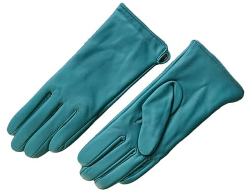 Damen Schaffell-Handschuhe, klassisch, gerader Stil, Strickfutter, Winter, Fäustlinge, Himmelblau, Größe 7, himmelblau, 7