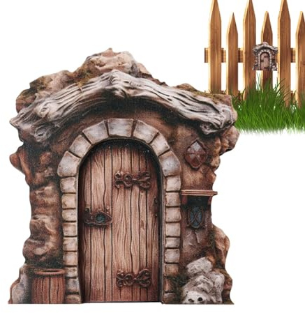 Ynnhik Feentür für die Wand – Elfentür aus | Gartenskulptur, | Feengarten-Kunsttüren, Gartenornamente, Miniatur- -Wohndekoration für Bäume im Freien