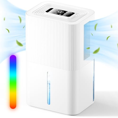 Guong Deumidificatore da 2,7 litri, deumidificatore domestico silenzioso, deumidificatori elettrici portatili, deumidificatori efficienti adatti per camera da letto, cucina, roulotte,