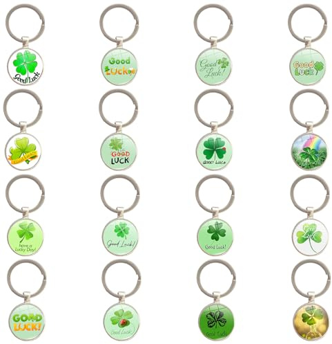 16 Pièces Porte Bonheur Trèfle à 4 Feuilles, Porte-Clés Femme Élégant, Porte Clef Chanceux Trèfle, Porte Clé Pour Sac, Cadeaux Porte-Clés Trèfle à Quatre Feuilles