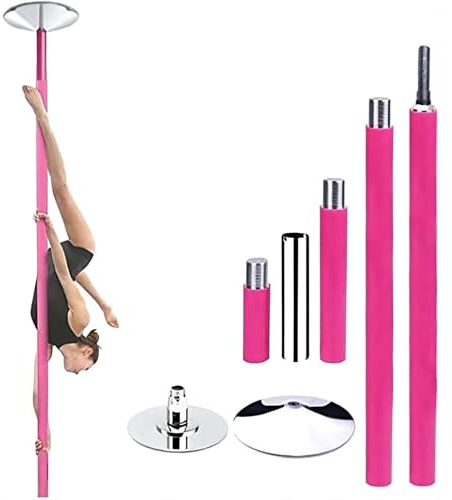 HUNTFF Barre de Danse à Domicile – Rotation à 360° et Fonction Statique avec Tube d'extension, Portable en Silicone de 45 mm pour Chambre et Studio de Fitness