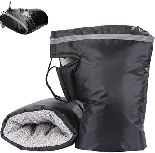 Ayucanpeng Gants de Guidon de Moto, Imperméables Thermique Polaire Gants de Guidon,avec Bandes réfléchissantes,Chauds pour l'hiver Thermiques, Coupe-Vent, pour Moto et Scooter