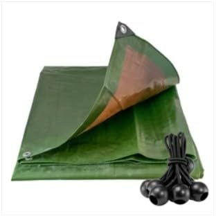 1.5m x 2m Green/Brown L-Grade Tarpaulin with Bungee Balls (Black) – Waterproof Cover for Outdoor, Garden, Camping, Car, and DIY Use
