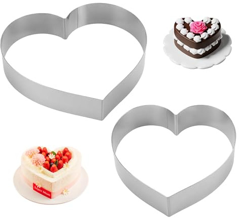 MAKTSAM 2 Stück Herzbackform 20/25cm Edelstahl Herz Tortenring Hoch 5cm