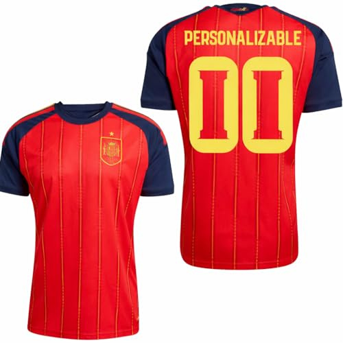 Genérico Camiseta Selección Española Réplica Oficial | Personalizable con Nombre y Número | Mundial 2026 2028 | Diseño Deportivo | Tallas Adulto (FR/ES, Letras, XL, Regular, Regular)