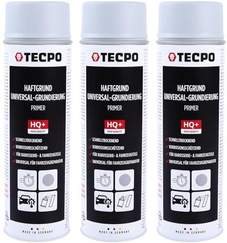 TECPO Haftgrund, 3x 500ml Sprühdose Grundierung Spray Grau überlackierbare Acryl-Grundierung Spraydose für Rostschutz Innen- und Außenbereich