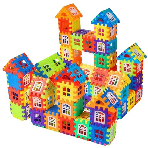Faroby Blocchi di Waffle per Bambini 210 Pezzi, Set di Blocchi di Costruzione in plastica sicuri ad Incastro, Set di Giocattoli educativi Arcobaleno con Custodia, 3+