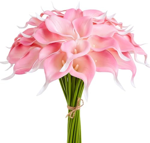 XIANNVXI Rosa Calla Lilie Künstlich Blumen Rosa Lilien Kunstblumen Blume Brautstrauß für Hochzeit Blumenarrangement Zuhause Party Dekoration 12 Stück Calla