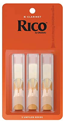 Rico Organic Bb Klarinettenblätter, Stärke 3.0, 3er Pack | Rico Organic Blätter bieten leichte Ansprache, warmen Klang und zuverlässige Leistung.