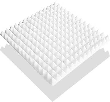 80x Akustikschaumstoff, Platten je ca. 50x50x7cm (= ca. 20 m²), in der Farbe Weiss, Pyramidenschaumstoff, Noppenschaumstoff, Schaumstoff