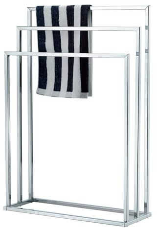 Taylor & Brown 3 Tier Freestanding Towel Rail Rack - Chrome Finish Stainless Steel Bar Rack Bath Towel Holder - Space Saving Cloth Holder Floor Bathroom Towel Organiser (W45 x D21.5 x H84.5cm)