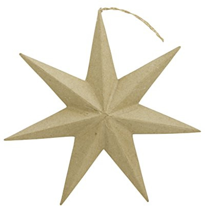 Décopatch NO011O Stern S aus Pappmaché, 4,1 x 20 x 20 cm, zum Verzieren und Aufhängen, perfekt für Weihnachtsdeko, Kartonbraun