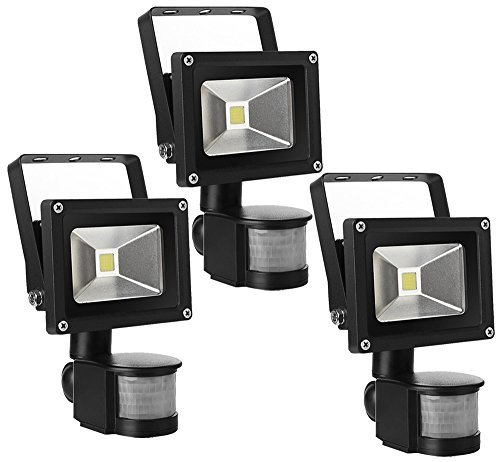 Leetop Proyector LED lámpara de 10 W con detector de Movement, IP65 PIR exterior lámpara de Sensor de infrarrojos humano, AC85 V-265 V, 120 grados ángulo de haz, Blanco cálido 10.00 wattsW, 230.00 voltsV