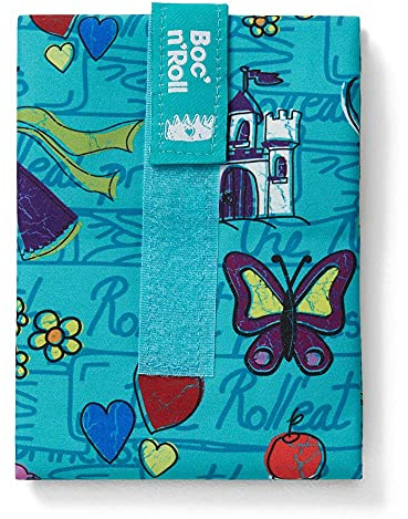 Roll'eat ® Reusable Sandwich Bag | Sandwich Container | Eco Friendly Food Bag | Reusable and Washable Sandwich Wrap | Turquoise Color Princess - Boc'n'Roll Kids