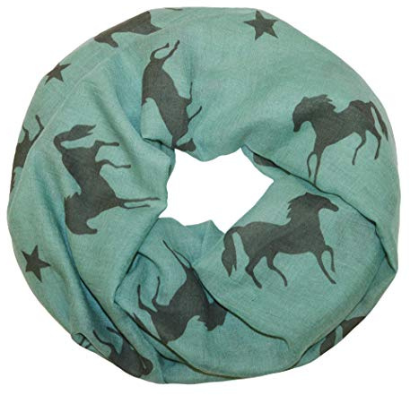thb Richter Damen Schlauchschal Pferd Rundschal Loopschal Pferde Horse Schal Loop Halstuch Stern (mintgrün)