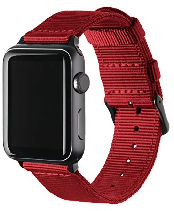 Archer Watch Straps - Premium Nylon Straps for Apple Watch (Red, Black, 40/41/42mm)