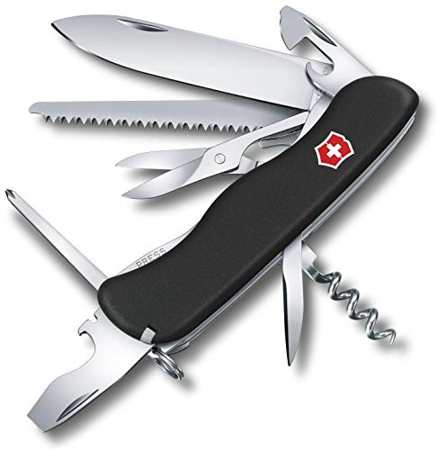 Victorinox, Outrider, Coltello Svizzero, Originale, Multiuso, Campeggio, 14 Funzioni, Lama, grande, Apriscatole, Bloccabile, Nero