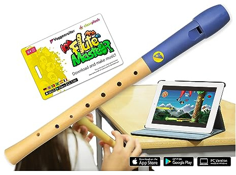 Voggenreiter Blockflöte aus Holz & Kunststoff für Kinder ab 6 Jahre und Anfänger inkl. Flute Master (Lernsoftware App) - deutsche Griffweise & blauer Flötenkopf 1142-7